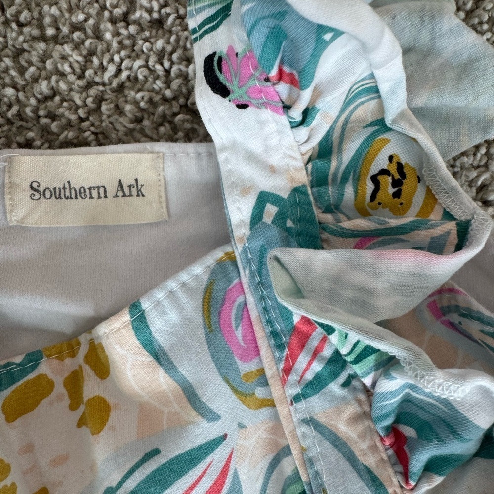Toddler girls Sleeveless Sundress Blue and Green abstract floral print Size 5T - Picture 6 of 8